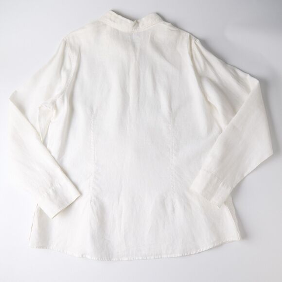 La Redoute Essentials Womens 16 100% Linen Popover Shirt Resort Costal Lagenlook - Picture 2 of 13